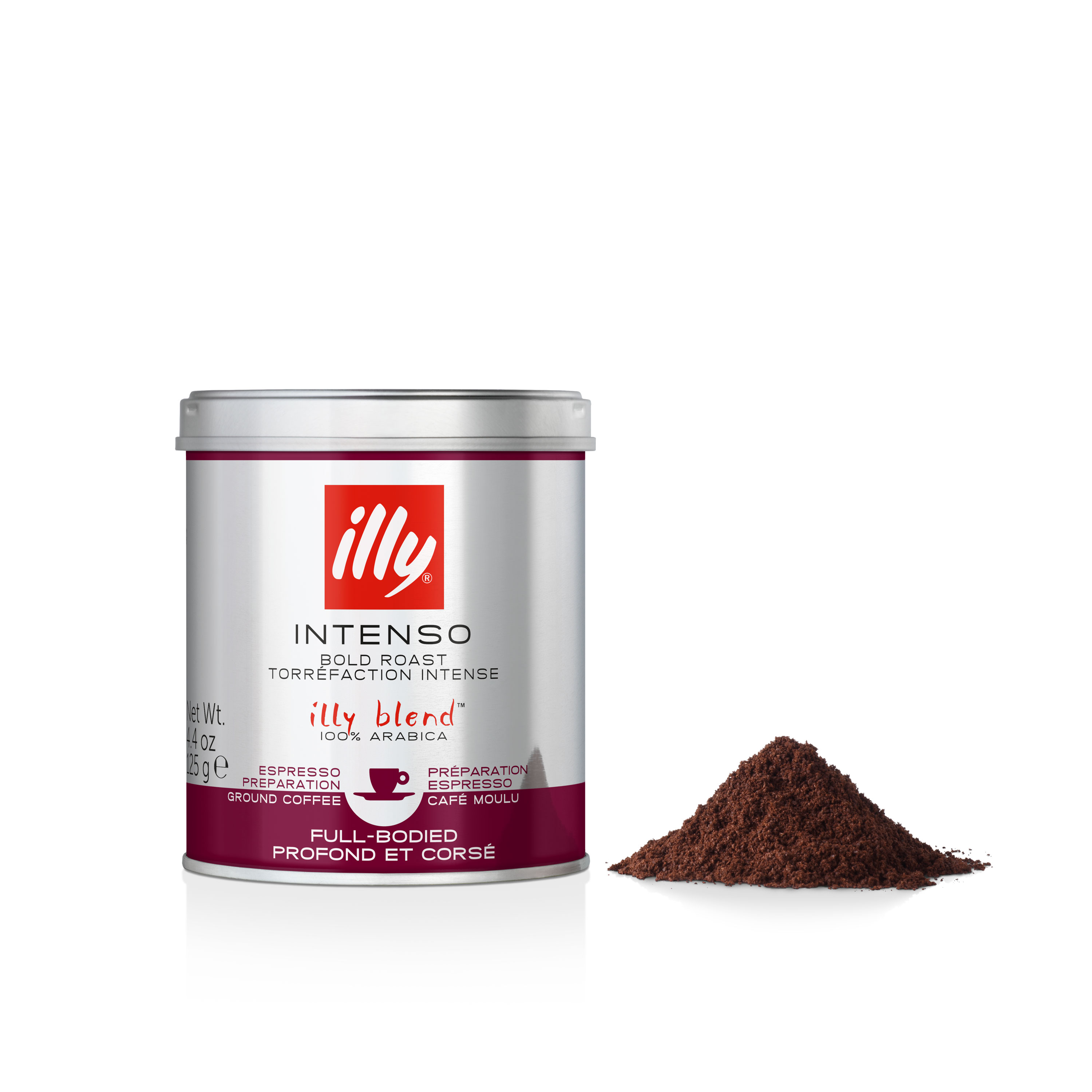 Ground Espresso Intenso Coffee Dark Roast 4.4oz Can illy